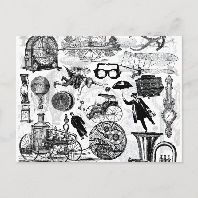 Cartão Postal Colagem Steampunk Número 2 (Frente)