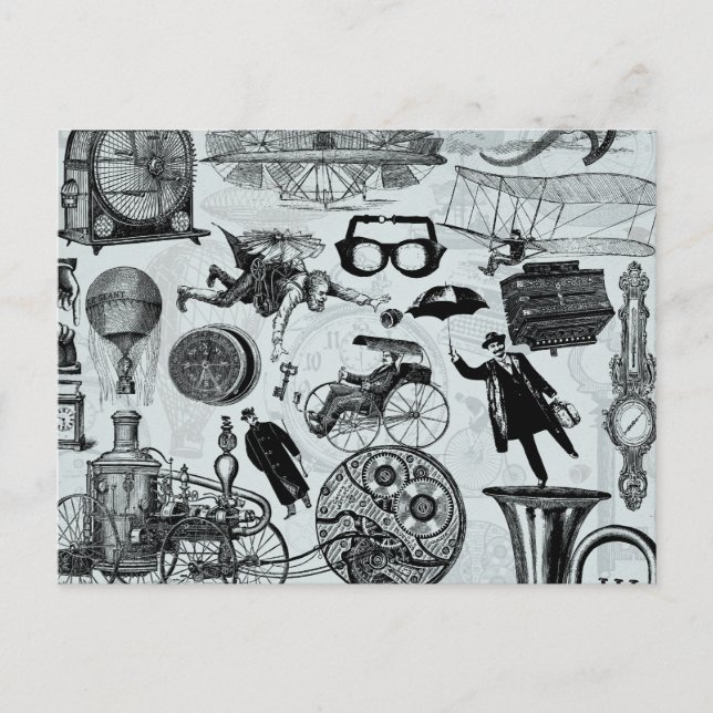 Cartão Postal Colagem Steampunk Número 2 (Frente)
