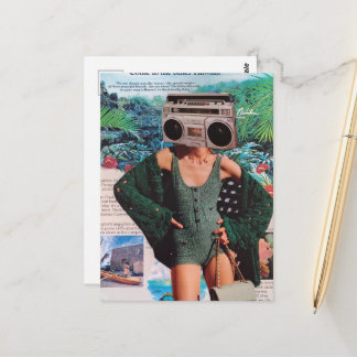 Cartão Postal Colagem Surrealista Caixa de Som Havaiana