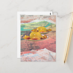 Cartão Postal Colagem Surrealista Montanhas de Pêssego