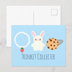 Cartão Postal Colar De Morango, Coelho E Anel