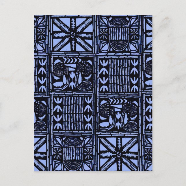 Cartão Postal Colcha de Batik Índigo - Azul (Frente)