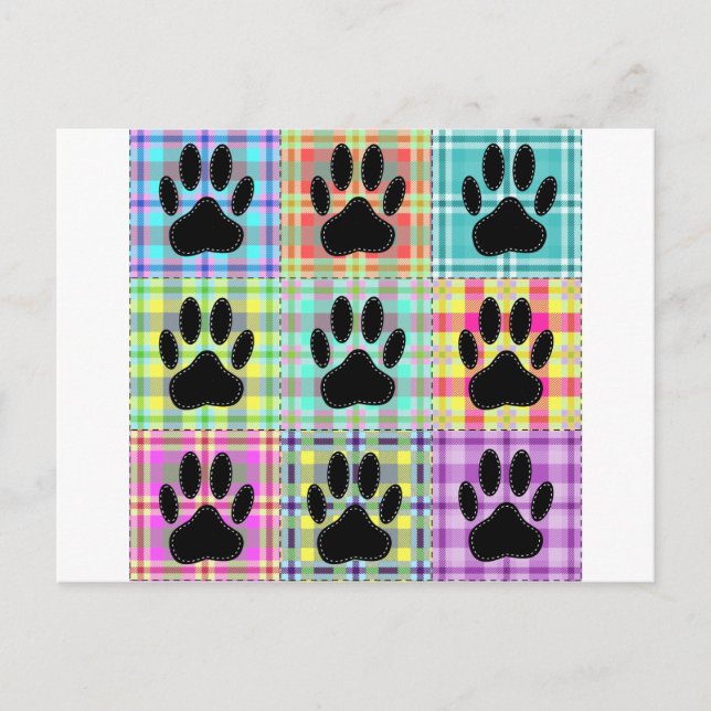 Cartão Postal Colcha de Padrão de Pata de Cachorro (Frente)
