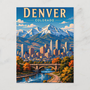 Cartão Postal 🌄 Coleção Cidade Montanhosa Denver Colorado