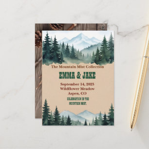 Cartão Postal Coleção de Casamento Floresta de Pinheiros Rustic