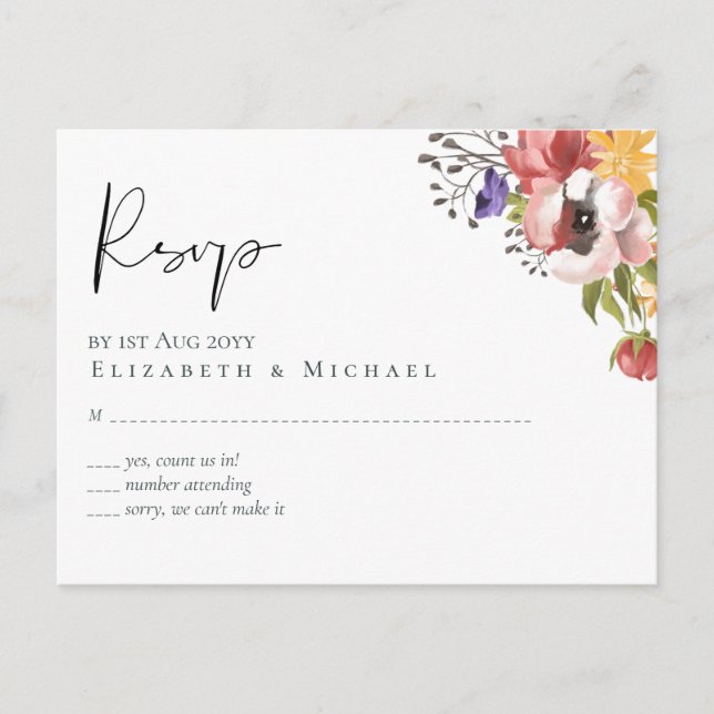 Cartão Postal Coleção de Casamentos de Cores de Queda Rústica -  (Frente)