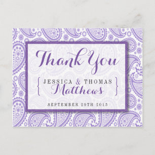 Cartão Postal Coleção de Casamentos de Paisley Moderno - Roxo