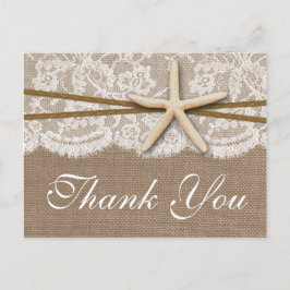 Cartão Postal Coleção de Casamentos Rustic Starfish Beach