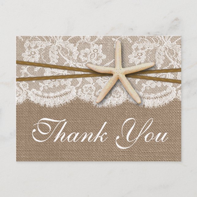 Cartão Postal Coleção de Casamentos Rustic Starfish Beach (Frente)