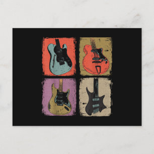 Cartão Postal Coleção de Guitarra Elétrica Banda Guitarrista Vin