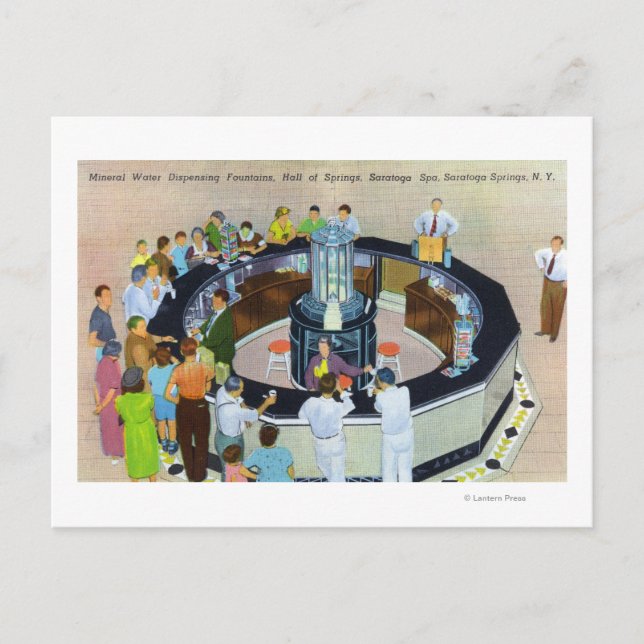 Cartão Postal Coleção de Multidões nas Fontes no Hall (Frente)