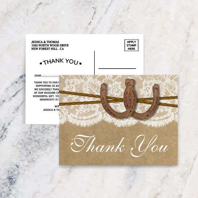 Cartão Postal Coleção Kraft, Lace e Ferradura (Criador carregado)