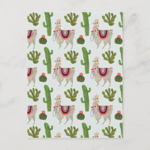Cartão Postal Coleção Llamarama   Padrão Cactus & Llama