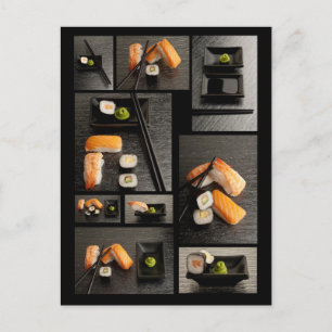 Cartão Postal Coleção Sushi sobre fundo negro