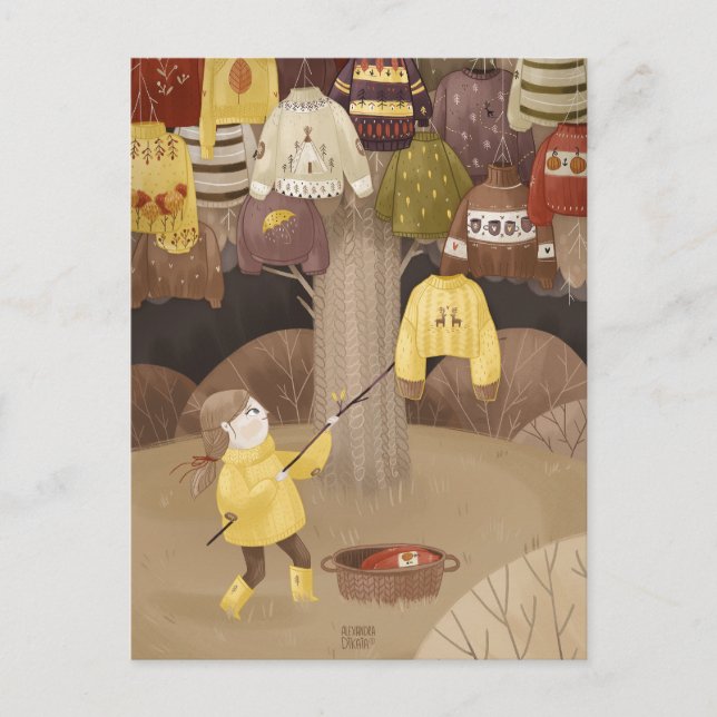 Cartão Postal Colecionador de suéteres aconchegantes por Alexand (Frente)