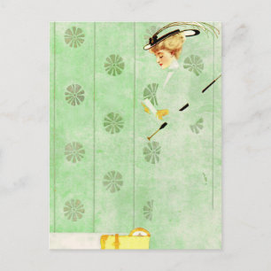 Cartão Postal Coles Phillips ‘Fadeaway Girl’ "Green Wallpape