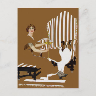 Cartão Postal Coles Phillips Fadeaway Woman Com Collie
