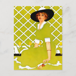 Cartão Postal Coles Phillips ‘Garota Desaparecendo’ “Jardim de