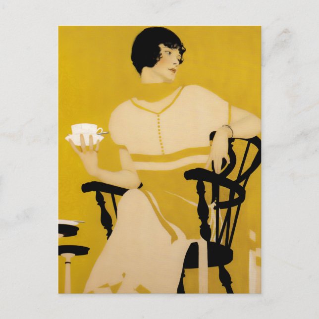 Cartão Postal Coles Phillips  Louça para Jantar Anúncio “Uma Xíc (Frente)