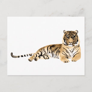 Cartão Postal Coletor de Tigre de Aquarela