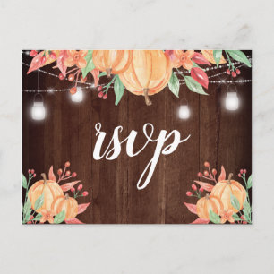 Cartão Postal Colheita de Abóbora Luzes de Outono Casamento RSVP