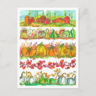 Cartão Postal Colheita de Aquarela de Fall Season