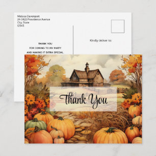 Cartão Postal Colheita de Outono da Fazenda de Abóbora Dia de Aç