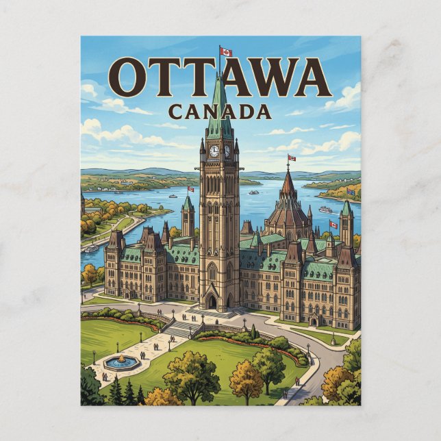 Cartão Postal Colina do Parlamento Canadá (Frente)