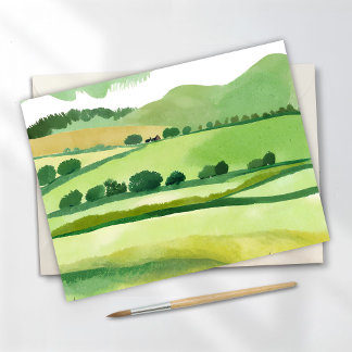 Cartão Postal Colinas Verdejantes | Aquarela da Natureza