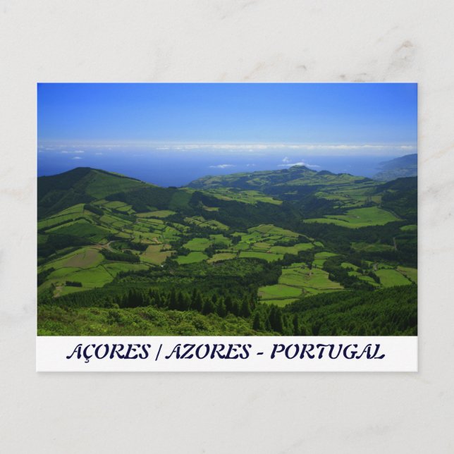 Cartão Postal Colinas verdes - Ilhas Açores (Frente)