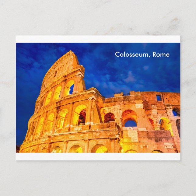 Cartão postal Coliseu crepúsculo Roma (Frente)