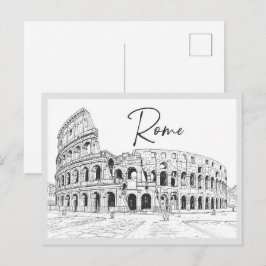 Cartão Postal Coliseu desenhado à mão Roma Itália Marco