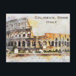 Cartão Postal Coliseu, Roma, Itália, Turismo Viagens vintage Add<br><div class="desc">É uma bela fotografia artística de Coliseu,  Roma,  Itália. É a melhor propaganda para viagem a Roma,  Itália. Este é Roma,  Itália,  Europa Cartões postais viagens vintage,  um cartão de posto de arte vintage espantoso.</div>