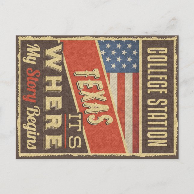 Cartão Postal College Station Texas (Frente)