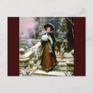 Cartão Postal Collie Dog Victorian Hand Muff