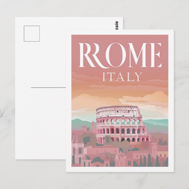Cartão Postal Colloseum Roma Itália Vintage Familiar Viagem (Frente/Verso)