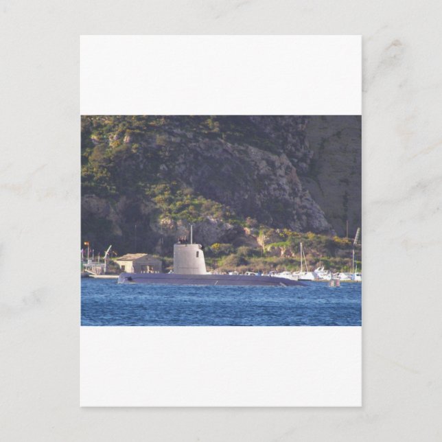 Cartão Postal Colocação submarina no mar. (Frente)