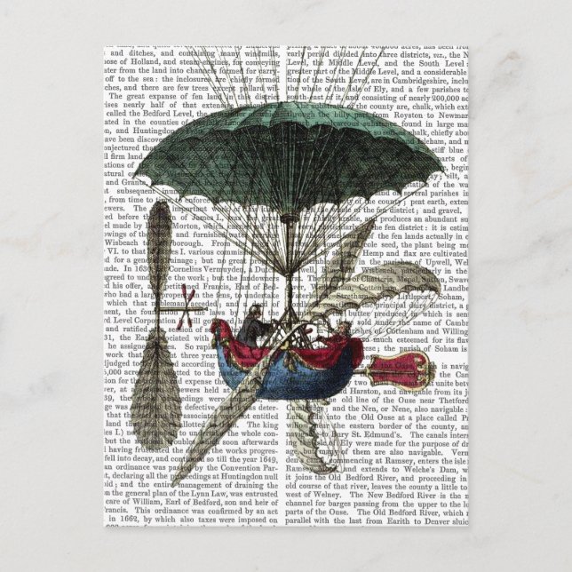 Cartão Postal Colocar Balão de Ar Quente Du Louvre (Frente)