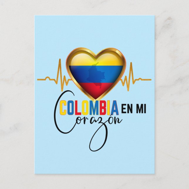 Cartão Postal Colômbia en mi Corazon - Orgulho Colombiano (Frente)