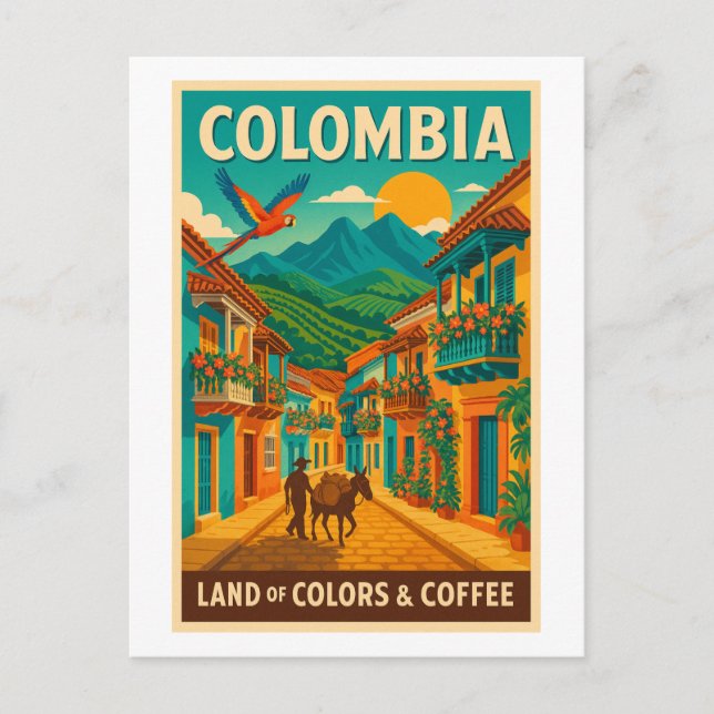 Cartão Postal Colômbia – Terra de Cores & Café (Frente)