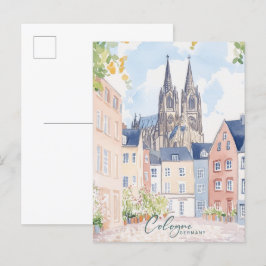 Cartão Postal Colônia Alemanha Gouache Paint Viagem