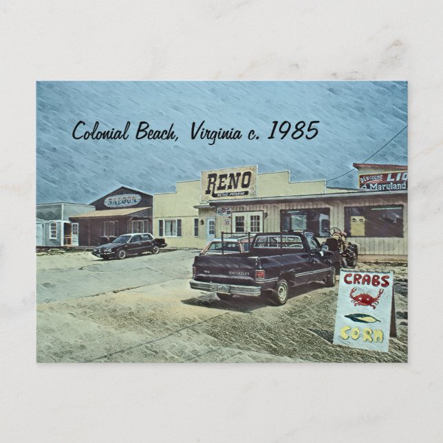 Cartão Postal Colonial Beach, Virginia c. 1985 (Frente)