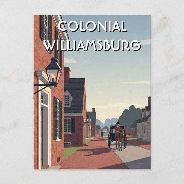 Cartão Postal Colonial Williamsburg Souvenir da Virgínia (Frente)