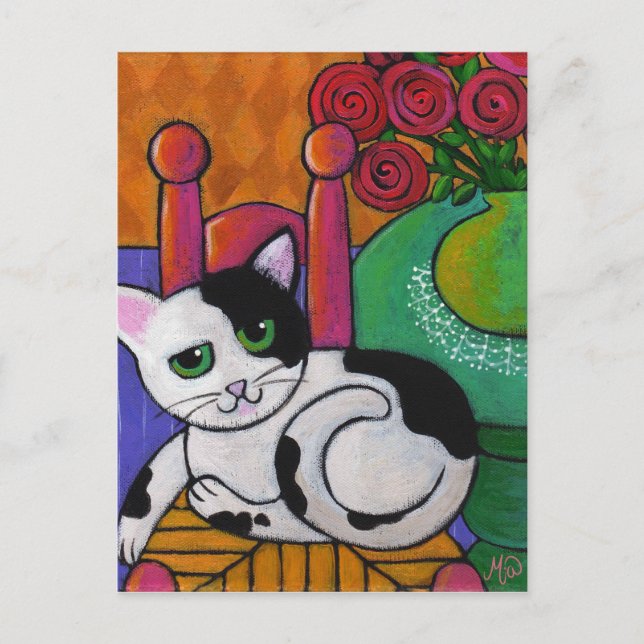 Cartão Postal Coloque o gato (Frente)