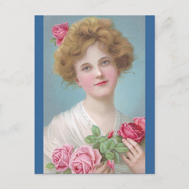 Cartão Postal Coloque Rosas em suas bochechas (Frente)