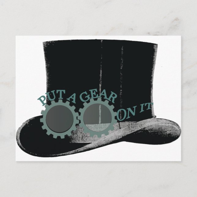 Cartão Postal coloque uma engrenagem nele - steampunk (Frente)