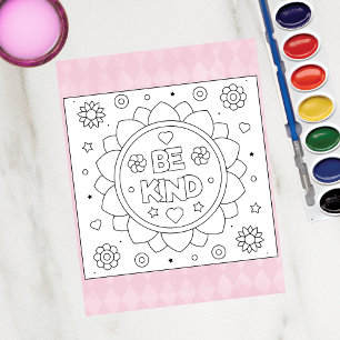 Cartão Postal Color Me Be Kind Flower Inspire Activity Cards