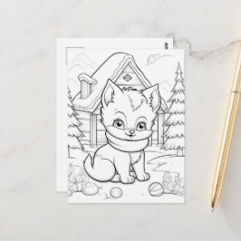 Cartão Postal Coloração de gatos festivos