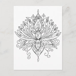 Cartão Postal Coloração do Adulto Lotus Floral Mandala