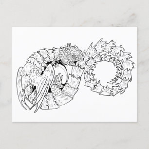 Cartão Postal Coloração do Dragão de Eternidade Ourboros